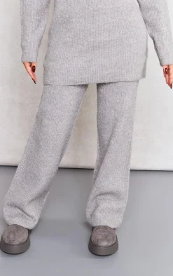 PrettyLittleThing Knitted Two Piece Sets*Petite Marl Knit Wide Leg Pants