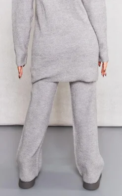 PrettyLittleThing Knitted Two Piece Sets*Petite Marl Knit Wide Leg Pants