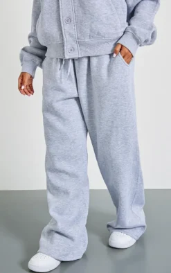 Online PrettyLittleThing Petite Wide Leg Sweatpants Grey Marl