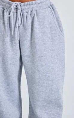 Online PrettyLittleThing Petite Wide Leg Sweatpants Grey Marl
