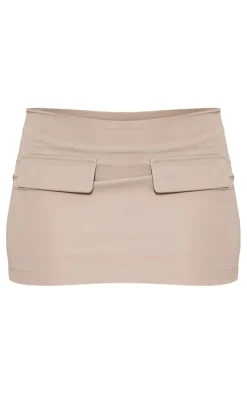 PrettyLittleThing Petite Pocket Detail Tailored Mini Skirt Grey