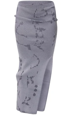 Discount PrettyLittleThing Petite Printed Knitted Midaxi Skirt Grey