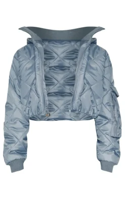 PrettyLittleThing Puffer Jackets*Petite Quilted Rib Insert Cropped Puffer Jacket