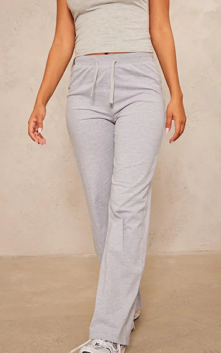 Petite Grey Straight Leg Jersey Pants