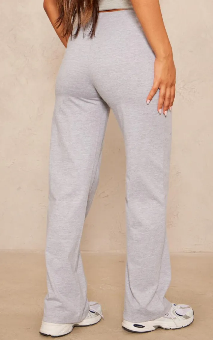 Petite Grey Straight Leg Jersey Pants