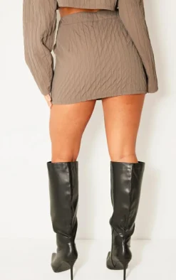 Discount PrettyLittleThing Petite Textured Cargo Mini Skirt Grey