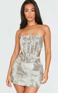 Petite Washed Cargo Mini Dress-PrettyLittleThing Online