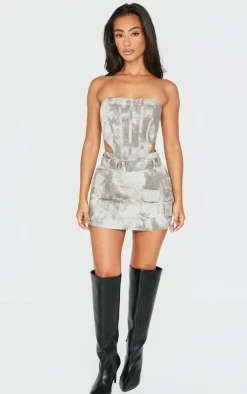 Petite Washed Cargo Mini Dress-PrettyLittleThing Online