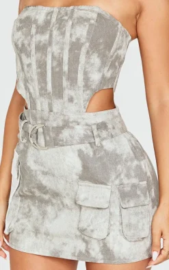 Petite Washed Cargo Mini Dress-PrettyLittleThing Online