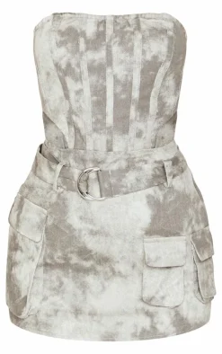 Petite Washed Cargo Mini Dress-PrettyLittleThing Online