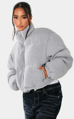 PrettyLittleThing Wool Coats*Petite Wool Look Cropped Puffer Jacket