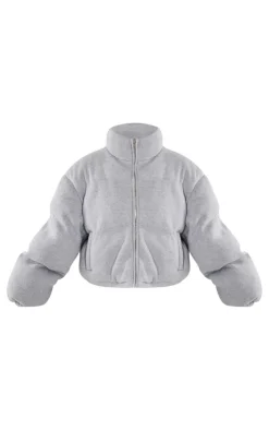 PrettyLittleThing Wool Coats*Petite Wool Look Cropped Puffer Jacket