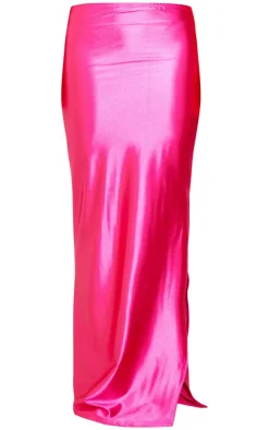 Petite Stretch Satin Split Side Maxi Skirt-PrettyLittleThing Outlet