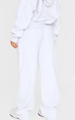 Online PrettyLittleThing Petite Studio Archives Thin Waistband Wide Leg Sweatpants Ice Grey