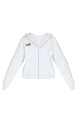 Sale PrettyLittleThing Petite Studio Archives Zip Up Hoodie Ice Grey