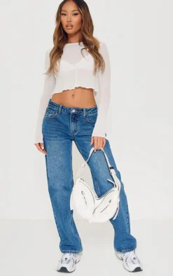 Petite Indigo Blue Wash Low Rise Straight Leg Jeans