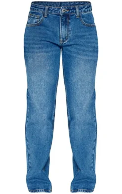 Petite Indigo Blue Wash Rigid Low Rise Straight Leg Jeans
