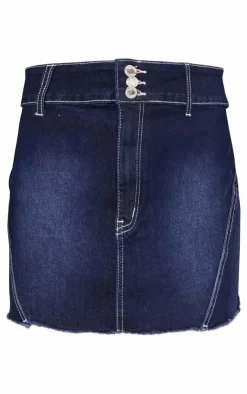 Best PrettyLittleThing Petite Stitch Detail Mini Skirt Indigo