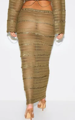 Outlet PrettyLittleThing Petite Extreme Low Waist Maxi Skirt Khaki