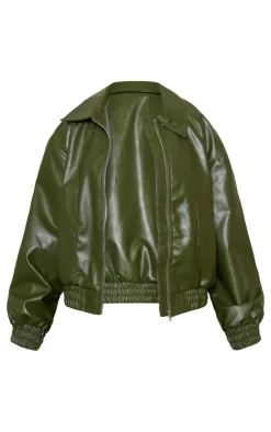 PrettyLittleThing Bomber Jackets*Petite Faux Leather Oversized Bomber Jacket