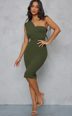 Petite One Shoulder Drape Midi Dress-PrettyLittleThing Hot