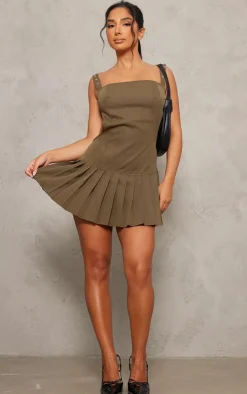 Petite Strappy Cut Out Back Pleated Mini Dress-PrettyLittleThing Clearance