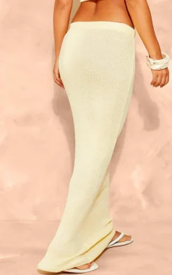 Best PrettyLittleThing Petite Filigree Knit Maxi Skirt Lemon