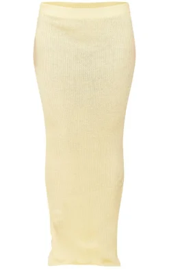 Best PrettyLittleThing Petite Filigree Knit Maxi Skirt Lemon