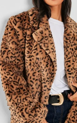 PrettyLittleThing Faux Fur Coats*Petite Print Faux Fur Longline Jacket