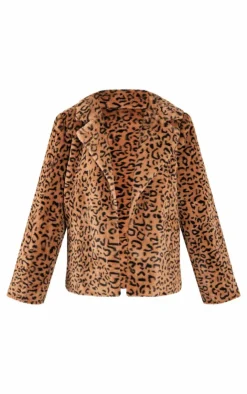 PrettyLittleThing Faux Fur Coats*Petite Print Faux Fur Longline Jacket