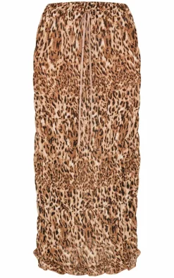 PrettyLittleThing Petite Print Low Waist Chiffon Maxi Skirt Leopard