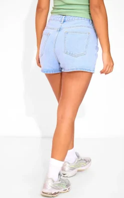 Petite Light Blue Denim Cross Applique Shorts