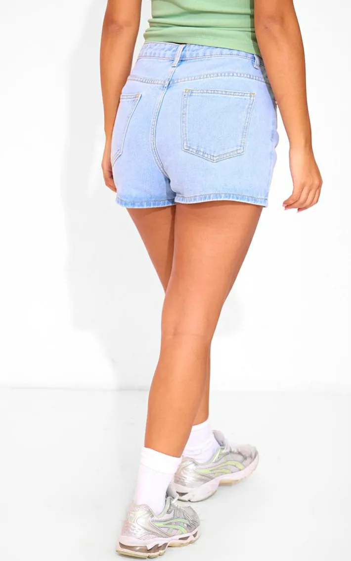 Petite Light Blue Denim Cross Applique Shorts