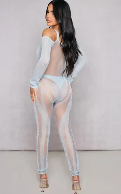 Petite Knitted Sheer Jumpsuit-PrettyLittleThing New