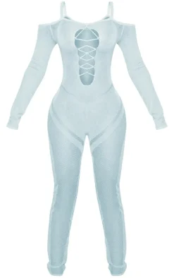 Petite Knitted Sheer Jumpsuit-PrettyLittleThing New