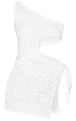 Online PrettyLittleThing Petite One Shoulder Knitted Cut-out Top Light Blue
