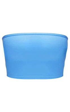 Petite Light Blue Snatched Sculpt Bandeau Crop Top