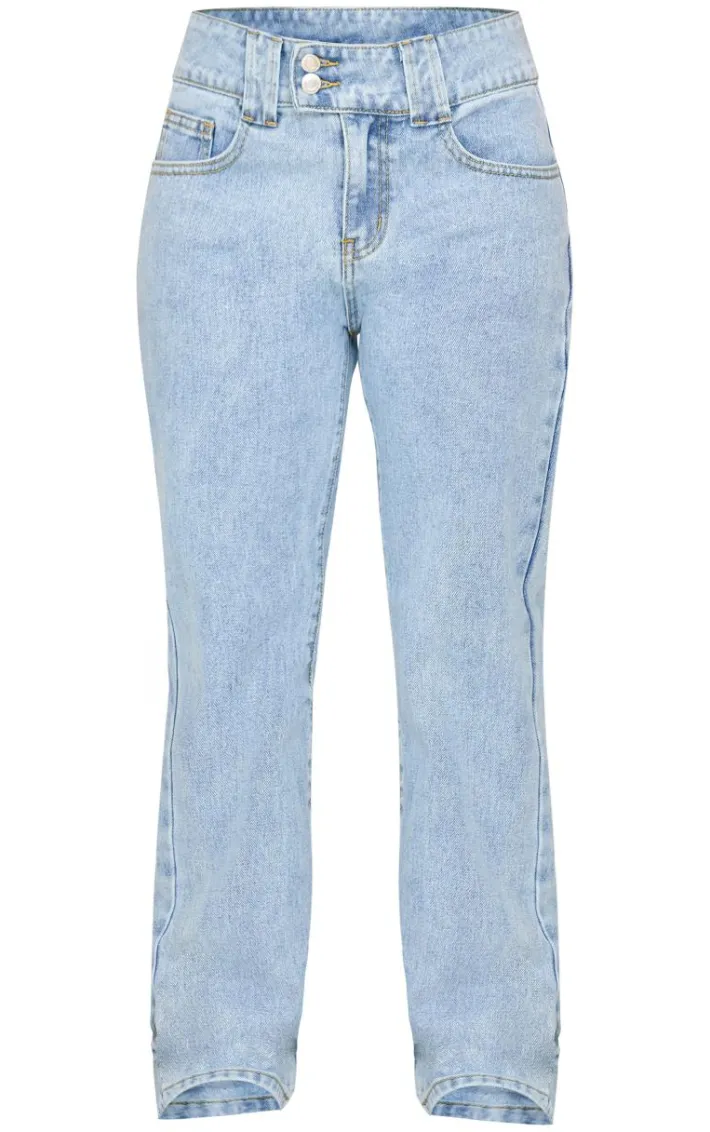 Petite Light Blue Wash Denim Straight Leg Jeans