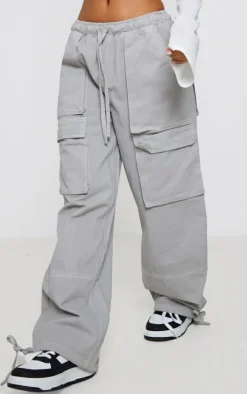 Petite Light Grey Contrast Stitch Cargos