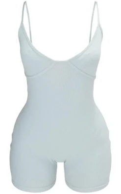 PrettyLittleThing Unitards*Petite Cup Detail Rib Unitard