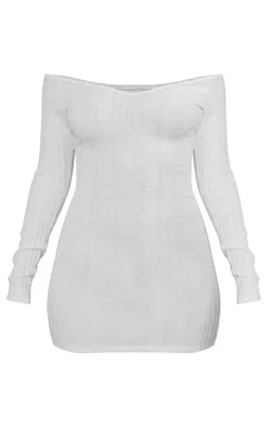 Petite Off The Shoulder Soft Rib Mini Dress-PrettyLittleThing Hot