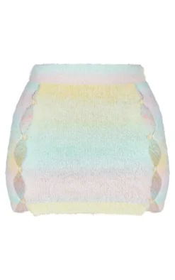 Discount PrettyLittleThing Petite Multi Knitted Side Button Up Mini Skirt Light Pink
