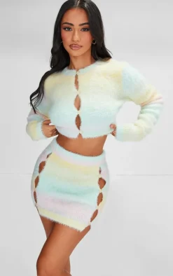 Outlet PrettyLittleThing Petite Multi Knitted Button Up Cardigan Light Pink