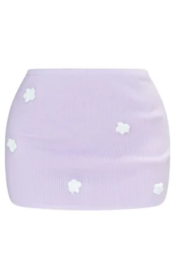 PrettyLittleThing Knitted Two Piece Sets*Petite Knitted Micro Mini Skirt With Flower Details