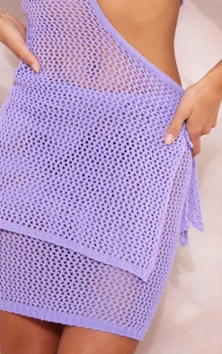Discount PrettyLittleThing Petite Knitted Mini Skirt Lilac