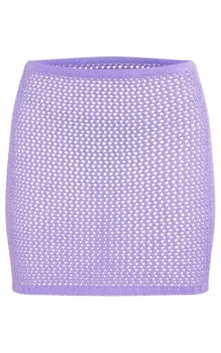 Discount PrettyLittleThing Petite Knitted Mini Skirt Lilac