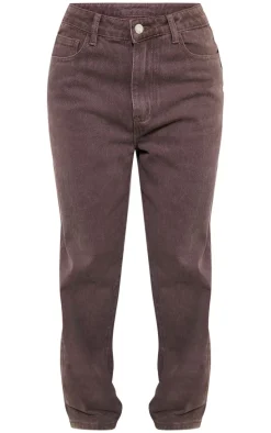 Petite Mauve Washed High Waist Straight Leg Jeans