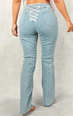 Petite Denim Flares With Ribbon Details-PrettyLittleThing Clearance