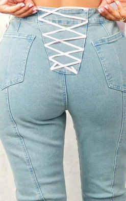 Petite Denim Flares With Ribbon Details-PrettyLittleThing Clearance
