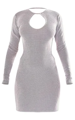 Petite Rib Keyhole Backless Bodycon Dress-PrettyLittleThing Sale